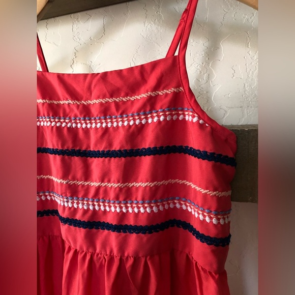 Japna Girl|Red boho maxi dress with embroidered stitching detail, tiered ruffle• - Picture 5 of 7